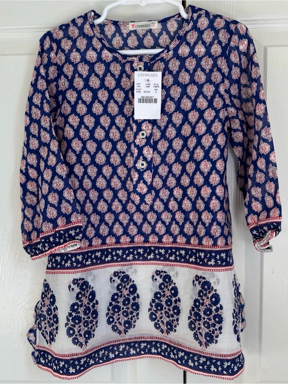 NWT Crewcutd Girls' red, white and blue coverup tunic size 5